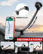 for Magsafe Car Phone Mount 14-Inch Gooseneck Long Arm Extension, Universal Windshield Dashboard Industrial-Strength Suction Cup Car Phone Holder with Strong Magnets (2026 Upgraded for Magsafe)
