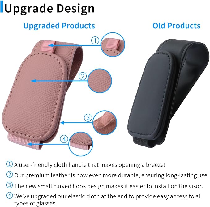 2 Packs Magnetic Sunglass Holder for Car Visor (Pink) | Magnetic Interior Car Accessories