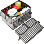 Mandark Car Trunk Organizer, Collapsible Multi Compartment Vehicle Storage Box, Waterproof Adjustable Automotive Organization Container Accessories, Universal for SUV, Sedan, Truck (Checkerboard)