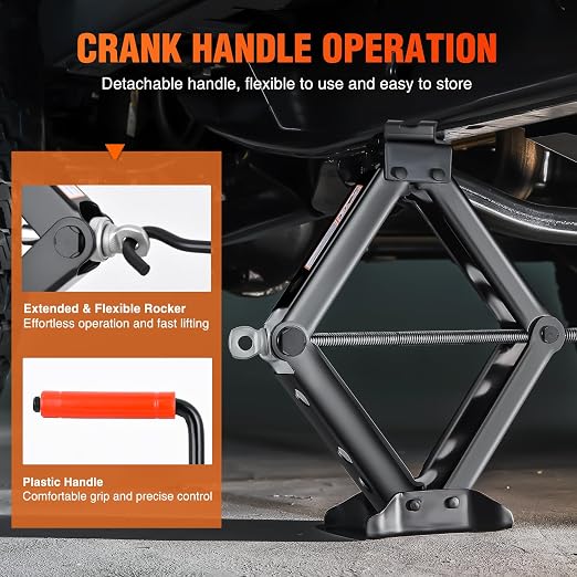 Scissor Jack for Car 2 Ton (4409 lbs), Heavy Duty Steel Scissor Lift Jack Car Kit with Crank Handle for Sedan SUV MPV Tire Changing, 3.9''-15.7'' Lifting Range Portable Small Jack, Black