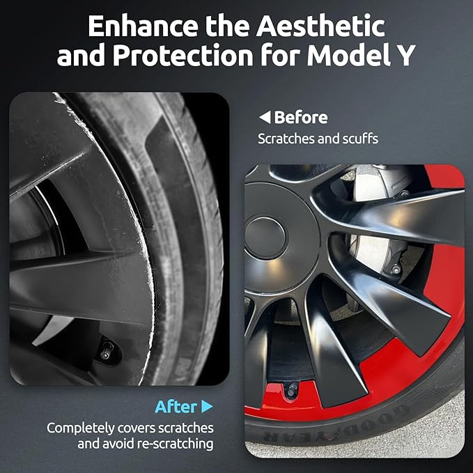 Wheel Rim Protector for Tesla Model Y 20 Inch Induction Wheels All-in-one Car Tire Trim Rings Rim Case Hubcaps Wheel Cover 2020-2024 Model Y Accessories