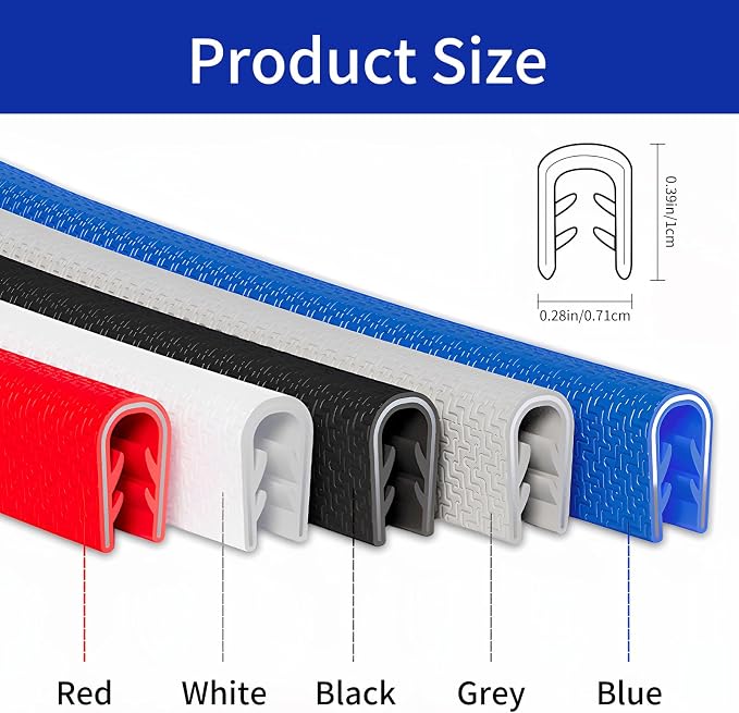 Car Door Edge Guards, 16Ft Rubber Seal Car Door Edge Trim, U Shape Door Edge Protector Guard, Aluminum Weather Proofing Automotive Door Edge Molding, Protection for Most Cars (Blue)
