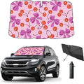 Windshield Sun Shade Umbrella for Car Front Window Sun Visor for Windshield Car Summer Accessories Protect Interior from UV Rays & Heat for Sedan, Compact SUV, Hatchbacks 57"*31" （Cherry）