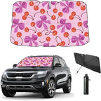 Windshield Sun Shade Umbrella for Car Front Window Sun Visor for Windshield Car Summer Accessories Protect Interior from UV Rays & Heat for Sedan, Compact SUV, Hatchbacks 57"*31" （Cherry）