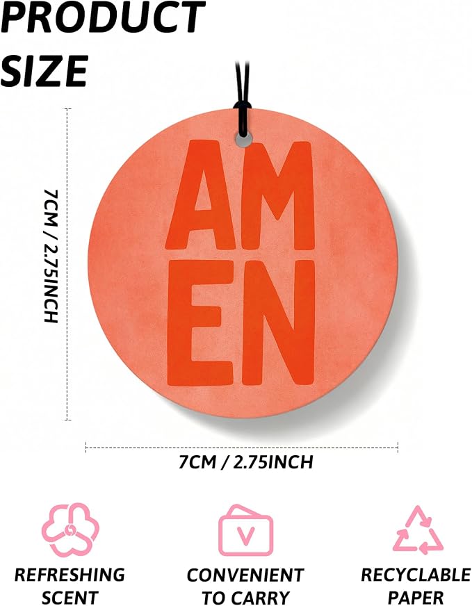 Boho Christian Round Car Air Freshener 4 Pcs Coconut Scented, Inspirational Religious Car Accessories Mirror Decor for Women, Christian Hanging Air Freshener for Cars Closet Drawer Books