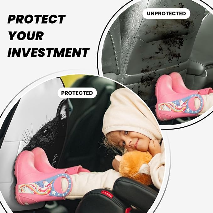 Rat Head Looking Silhouette Car Seat Back Kick Protectors,2 Pack Kick Mats with Storage Pockets for Vehicles to Protect from Dirt Mud Scratches
