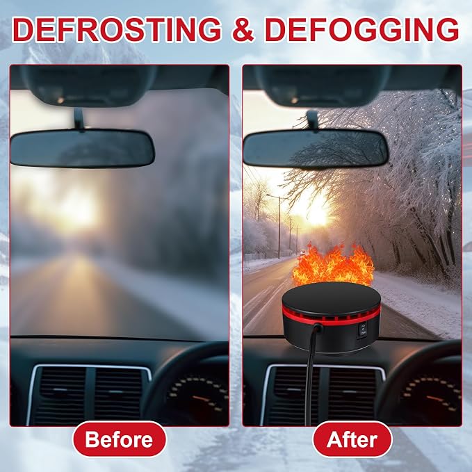 3 Pcs Portable Car Heater 12v Vehicle Heaters 2 in 1 150w Plug in Cigarette Lighter Windscreen Defogger Defroster 360° Fast Heating Cooling Fan Air Circulator for Winter Suv Rv(Red)