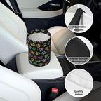 Car Garbage Bag Colorful Paw Print Mini Car Trash Bin Portable Collapsible Waterproof Rubbish Bag for Car Accessories Back Front Seat Cup Holder
