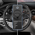 Car Steering Wheel Cover Universal Standard-Size 14 1/2"-15" Leather with Carbon Fiber Pattern Black