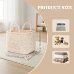 Floral Fabric Storage Basket Car Interior Storage Basket Underwear Sundries Laundry Baskets Supplies Home Organizer Bag (Pink Floral)