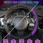 Line Rider Microfiber Leather Sporty 14.5-15 inch Steering Wheel Cover Universal Fits for 95% Truck,SUV,Cars, Anti-Slip Safety Comfortable Design (Black Purple)