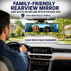 Anti Glare Wide Angle Car Rearview Mirror, 11.2'', Convex, Blue | Clip-On Panoramic Interior Rear View Mirror, Reduce Headlight Glare, Eliminate Blind Spots, Universal Fit for Cars, SUVs