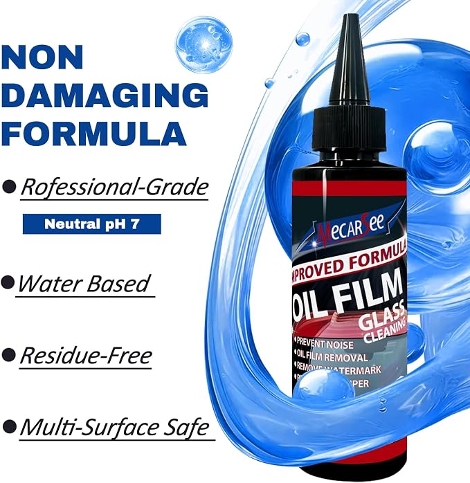 Oil Film Remover for Car Windshield - Glass Cleaner Spray Anti-Fog Rain Repellent - Removes Grease Silicone Water Spots Road Grime - Interior Exterior Windows (2, Fluid Ounces)