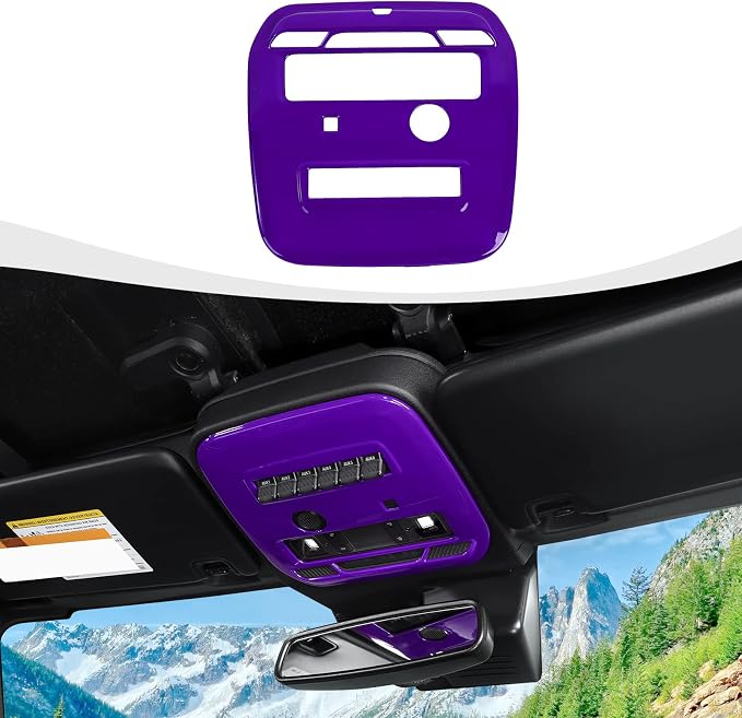 for Bronco Front Reading Light Panel Trim Cover Compatible with 2021-2025 Ford Bronco Interior Accessories 2-Door 4-Door, Purple (with AUX Switches)