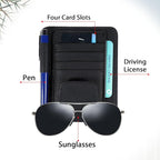 Small Leather Car Sun Visor Organizer and Insurance Card Holder, Auto Car Sun Visor Organizer, Multifunctional Auto Interior Accessories Storage Pocket for Card License Registration Document, Pen, Key