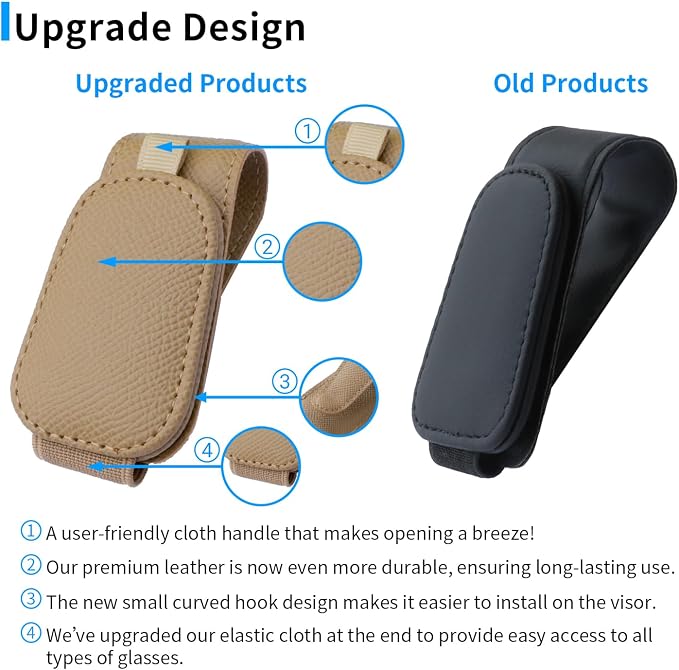 2 Packs Magnetic Sunglass Holder for Car Visor (Beige) | Magnetic Interior Car Accessories