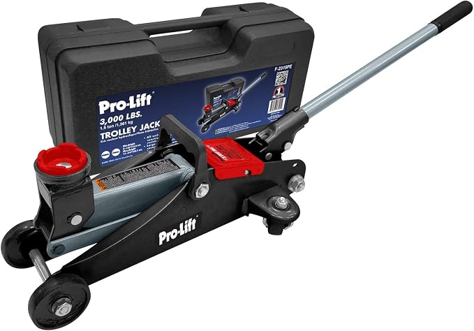 F-2315PE Grey Hydraulic Trolley Jack Car Lift with Blow Molded Case-3000 LBS Capacity, 12 Inch, Black