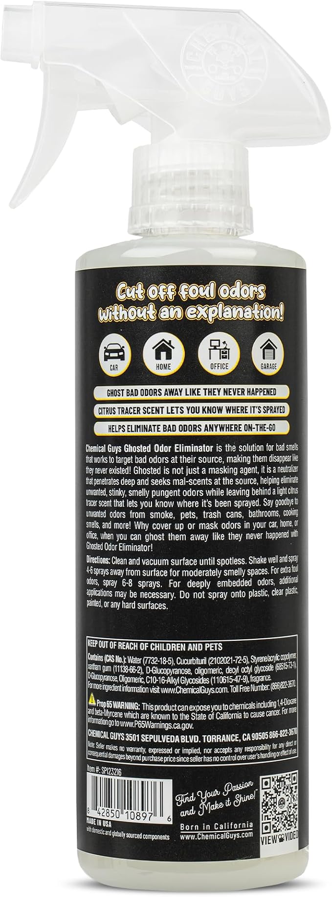 SPI23216 Ghosted Complete Interior Vehicle Odor Eliminator, Great for Cars, Trucks, SUVs, RVs, Home, Office & More, 16 fl oz