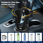 Car Cup Holder Expander - 3 in 1 Cup Holder Adapter with Adjustable Base - Detachable Phone Holder & 360° Rotation Food Tray for Car - Compatible with Vehicles, Car, Road Trip Essentials