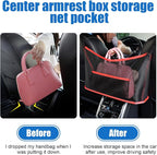 Car Net Pocket Handbag Holder, Organizer Mesh Bag Between Two Seat, Driver Storage Netting Pouch for Handbag Purse, Barrier of Backseat Pet Kids, Car Accessories for Women Men (Black&Red)