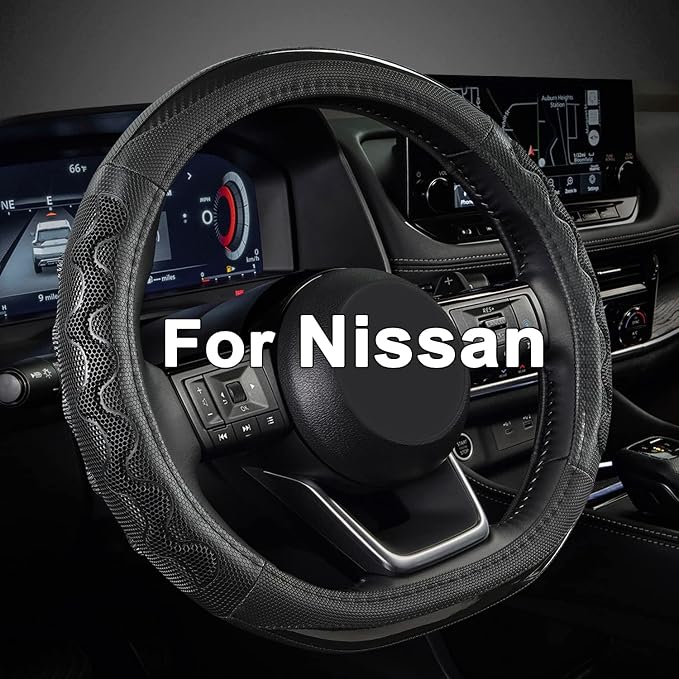 Steering Wheel Cover for Nissan Altima Rogue - Car Steering Wheel Cover for Nissan D Shape(Black-D-Shaped)