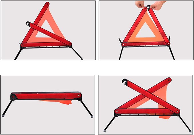 Reflective Warning Triangle for Vehicles, Emergency Warning Triangle Roadside Safety Triangle Kits, Day and Night Visibility for Car Breakdowns, Accidents, Fog Rain, 3-Pack