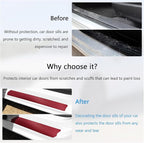 4 PCS Car Door Sill Protector, 3D Carbon Fiber Auto Door Entry Edge Guard Protection Trim, Anti-Scratch Threshold Cover Strips, Sill Protection Sticker for Car SUV Truck (Red)