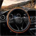 Car Steering Wheel Cover Full Surround - Soft Breathable Anti-Slip Heavyweight Safety Cover, Thick Cushioned Sports Style Universal Fit for Auto Truck SUV (Black/Orange)