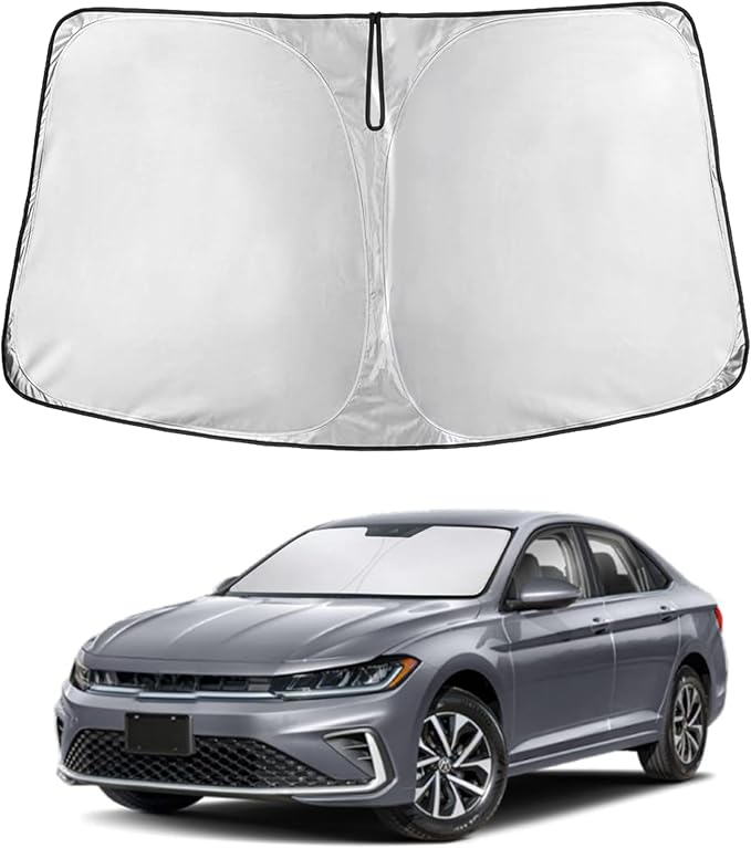 Windshield Sunshade Compatible for Volkswagen VW Jetta 2019-2024 2025 2026, Sun Visor for Front Windshield & Window Sun Shade Cover, UV Heat Blocker & Protector, Car Accessories