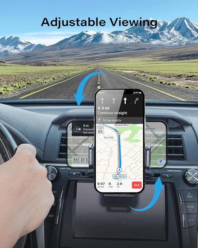Sturdy CD Slot Phone Mount with One Hand Operation Design, Hands-Free Car Phone Holder Universally Compatible with All iPhone & Android Cell Phones, for Smartphone Mobile