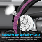 Car Steering Wheel Cover, 15-Inch Non-Slip Leather Steering Wheel Protector, Universal Soft Cover Mat For Car Truck SUV, Interior Car Accessories (Purple)