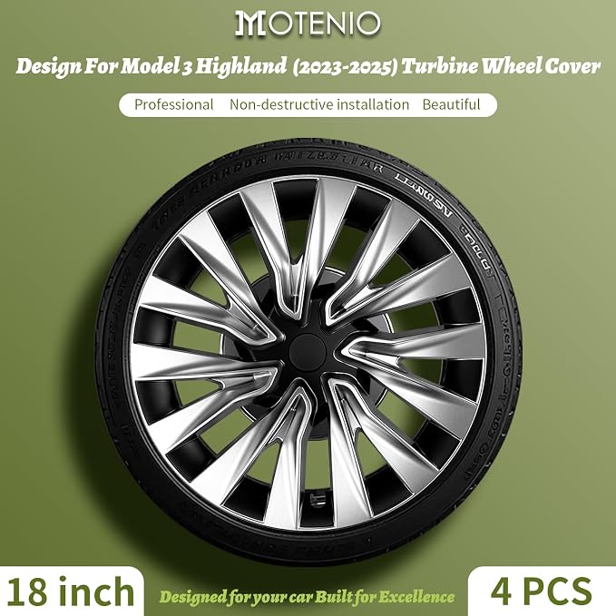 for Tesla Model 3 Highland Wheel Cover,18 inch Model 3 Wheel Rim Cover Caps, 4PCS Hubcaps Wheel Cover Model 3 Highland (2023-2025) Rim Full Cover Hubcaps Accessories