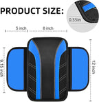 6 Pcs Blue Car Accessories Set, Sport Leather Steering Wheel Cover 14.5-15inch Universal, Microfiber Leather Car Center Console Cover, Seat Belt Cushion, Cup Holder Coaster (Black-Blue)