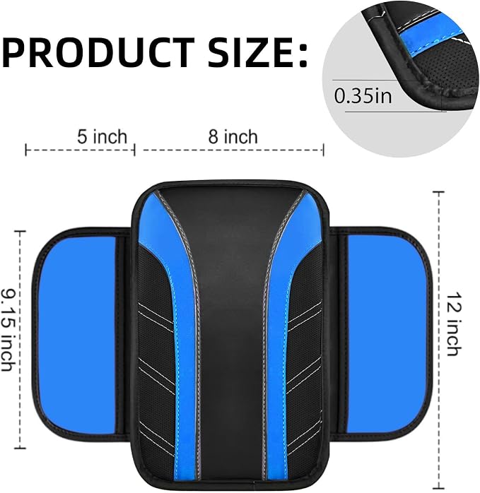 10 Pcs Car Floor Mats Full Set & Sport Leather Steering Wheel Cover 14.5-15 inch, Center Console Cover, Seat Belt Cushion, Cup Holder Coaster, Universal Automobile Interior Sets (Blue)