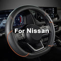 D Shape Steering Wheel Cover for Nissan Rogue Kicks - Auto Car Steering Wheel Cover Customized for Nissan Altima Sentra(Black+Orange Line-D-Shaped)