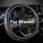 D Shape Steering Wheel Cover for Nissan Rogue Kicks - Auto Car Steering Wheel Cover Customized for Nissan Altima Sentra(Black+Orange Line-D-Shaped)