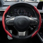 2pcs Carbon Fiber Anti-Skid Steering Wheel Cover, Waterproof & Segmented Butterfly Design, Universal 99% Vehicle Wheel Cover Protector, Car Interior Accessories (Red-2pcs)
