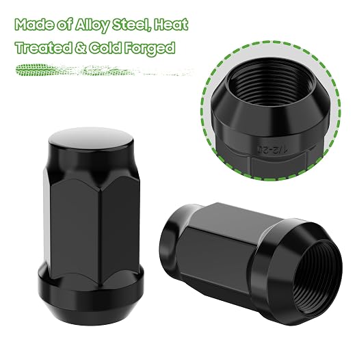 Golf Cart Wheel Lug Nuts for EZGO & Club Car, 1/2"-20 Size Black 16 Pack