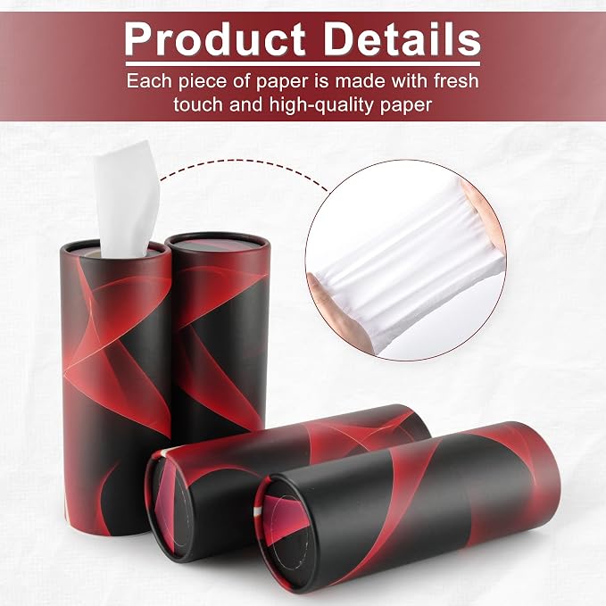 Car Tissue Holder, 4 Pack Car Cup Holder Facial Tissues with Travel Tissue Bag, Quick and Convenient Flower Combination Car Tissue Box(4 Canisters/200 Tissues) Black - Red