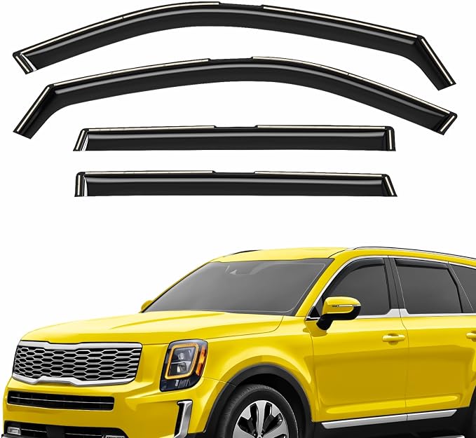 Extra Durable Window Deflectors in-Channel Window Visors Rain Guards Fit for Kia Telluride 2020-2026, Sun Visors, Wind Vent for Shades, Exterior Car Accessories - 4pcs. AG0770