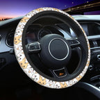 Cat Steering Wheel Cover Anti-Slip Universal for 14.5-15 Inch Car Steering Wheel Cover Women with 2 Pieces Car Coasters Suitable for Men Women
