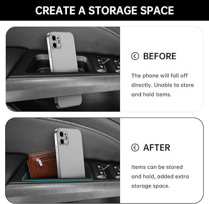 4PCS Door Side Storage Box for Ford Fusion 2013 2014 2015 2016 2017 2018 2019 2020 Front and Rear Accessories Phone Holder Door Grab Handle Pocket Storage Organizer ABS Plastic, Red Mat