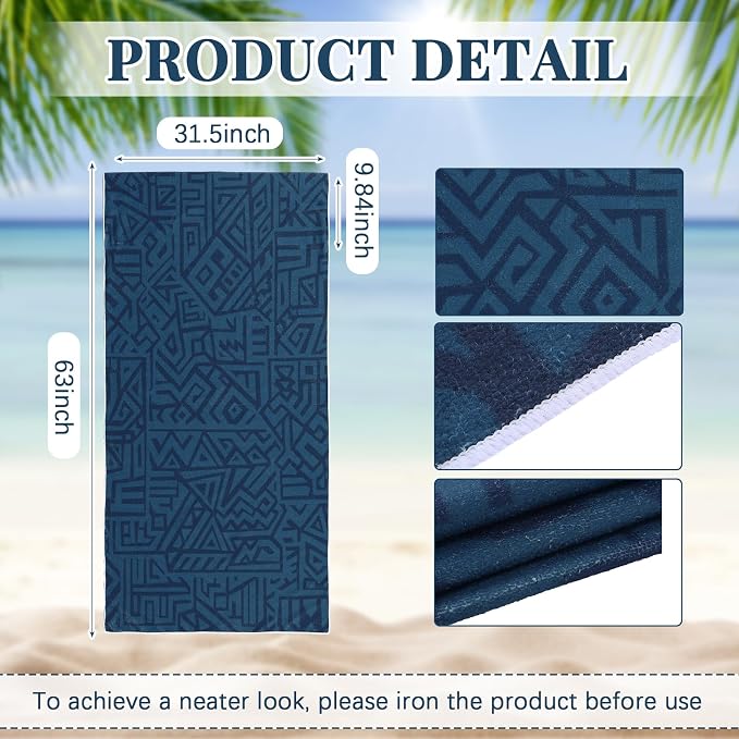 2 Pack Car Seat Towel Covers Athletic Running Towel Performance Microfiber Post Workout Sweat Washable Cover Non Slip for Seat Outdoor Sport (Blue Aztec)