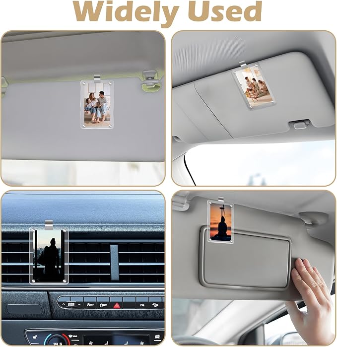 4Pcs Acrylic Magnetic Personalized Photo Holder, Car Accessories Car Photo Holder Car Visor Clip, Personalized Car Picture Frame, Suitable for Adding Family or Personal Photos