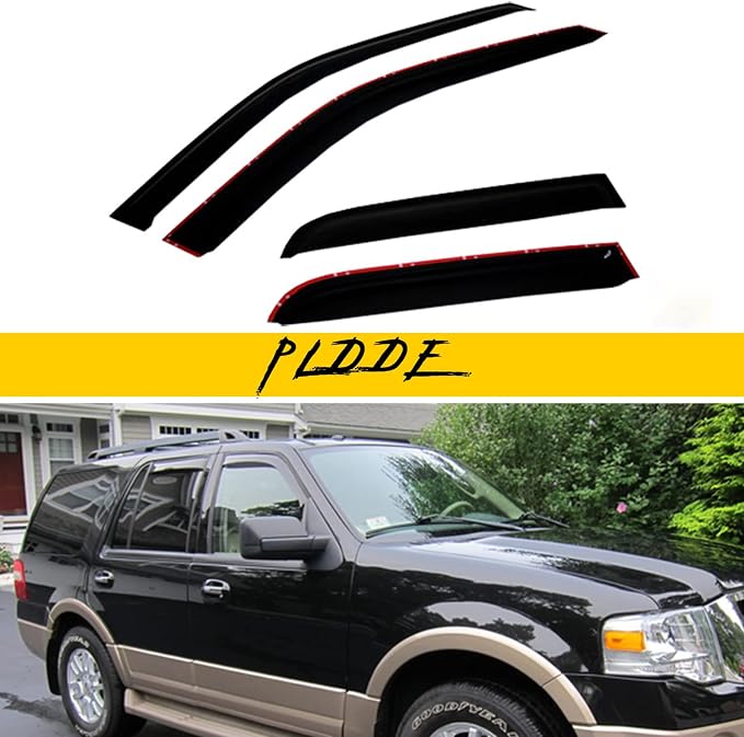 Rain Guards Compatible with 1997-2017 Ford Expedition 1998-2017 Lincoln Navigator Side Window Visor Wind Deflector Vent Visors Car Accessories Tape-On 4pcs