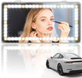 Car Sun Visor Vanity Mirror - Rechargeable Makeup Mirror with 60 LEDs, 3 Light Modes & Dimmable Touch Control for Cars, Trucks, SUVs, Car Interior Accessories for Women (Grey)