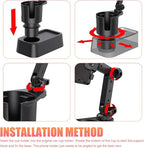 Car Cup Holder Mobile Phone Rack, Multi-Function 2 in 1 Cup Holder Expander, 360 Degrees Rotatable Automotive Phones Mount, Universal for Most Cars, Trucks, SUVs (Black)