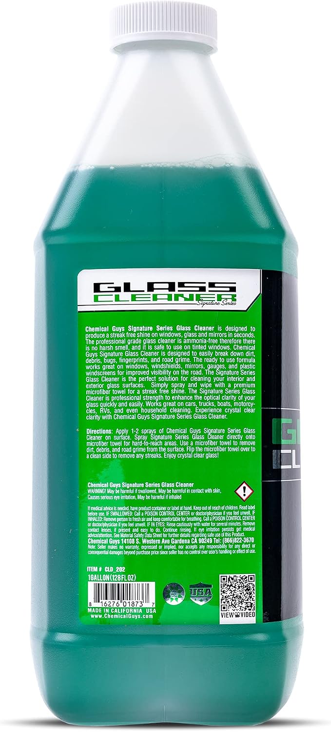 CLD_202 Signature Series Glass Cleaner (Works on Glass, Windows, Mirrors, Navigation Screens & More; Car, Truck, SUV and Home Use), Ammonia Free & Safe on Tinted Windows, 128 fl oz