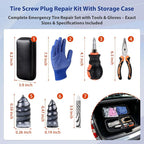 Tire Screw Plug Repair Kit, No Tire Removal Required, Sidewall Repair Tool Set with Portable Storage Box, Quick Flat Tire Fix for Cars, Trucks, Motorcycles, SUVs