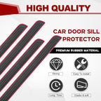 4PCS Car Door Sill Protector, Anti-Scratch & Waterproof Auto Door Edge Step Threshold Protection, Car SUV Automobile Universal Rubber Scratch Resistant Exterior Accessories (Black/Red)